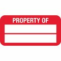 Lustre-Cal VOID Label PROPERTY OF Dark Red 1.50in x 0.75in  2 Blank # Pads, 100PK 253774Vo2Rd0000